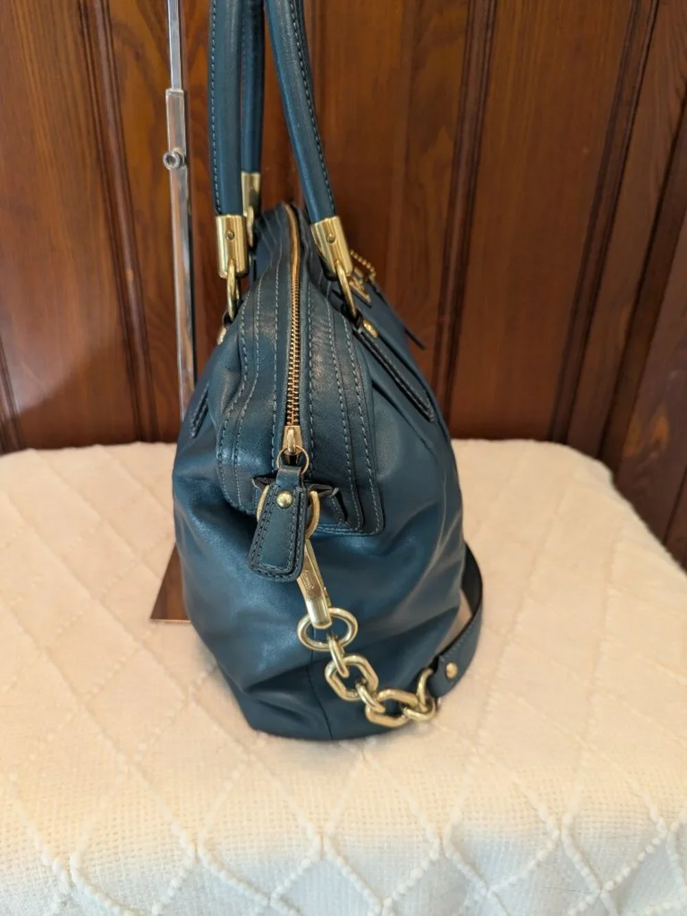 Coach Kristin Teal Leather Satchel Handbag